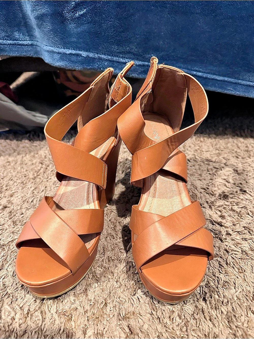 ANNA Strappy Wedge Sandals Brown